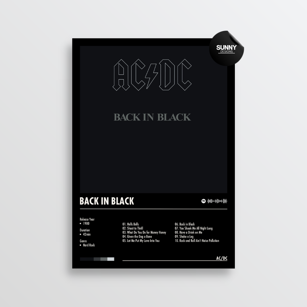 AC/DC - Back in Black | Album Cover Poster – Sunny Designs Posters