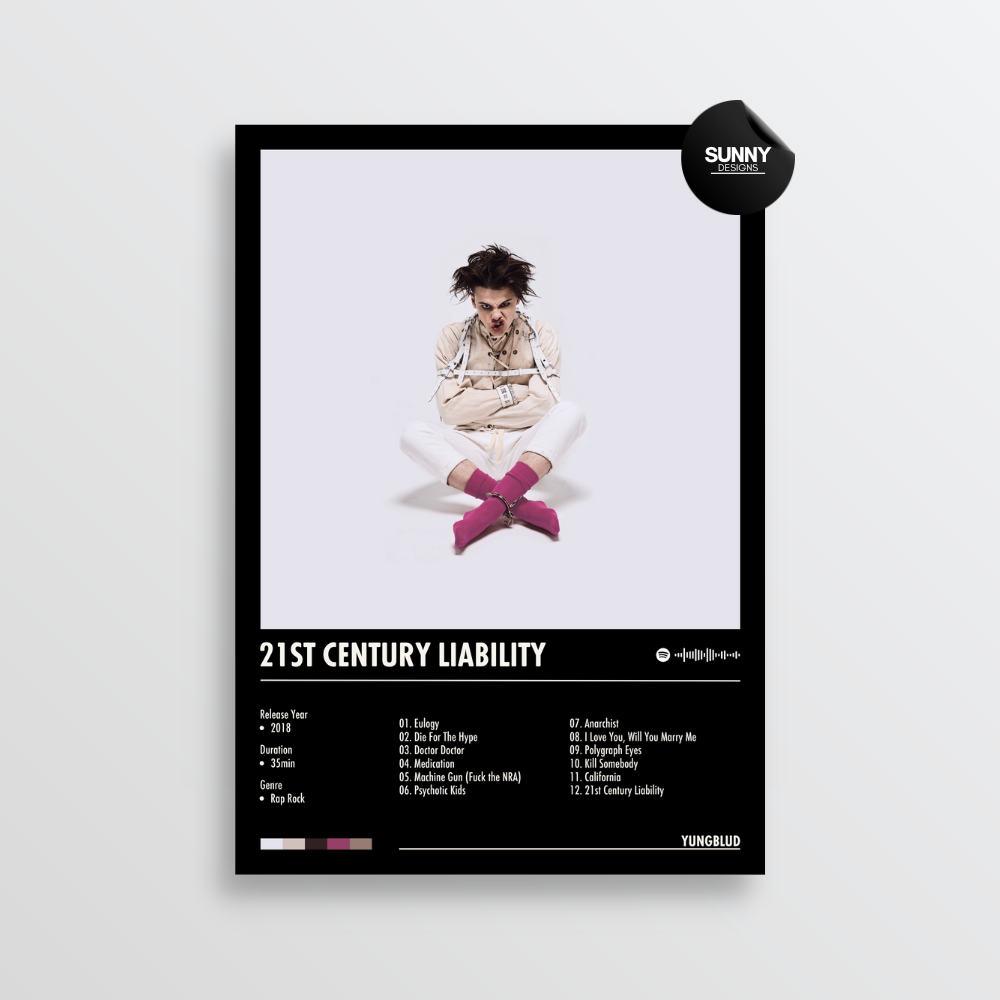 YUNGBLUD 21st Century Liability merch custom album cover poster music poster personalized gifts poster mockup poster template album posters for wall Sunny Designs Poster 