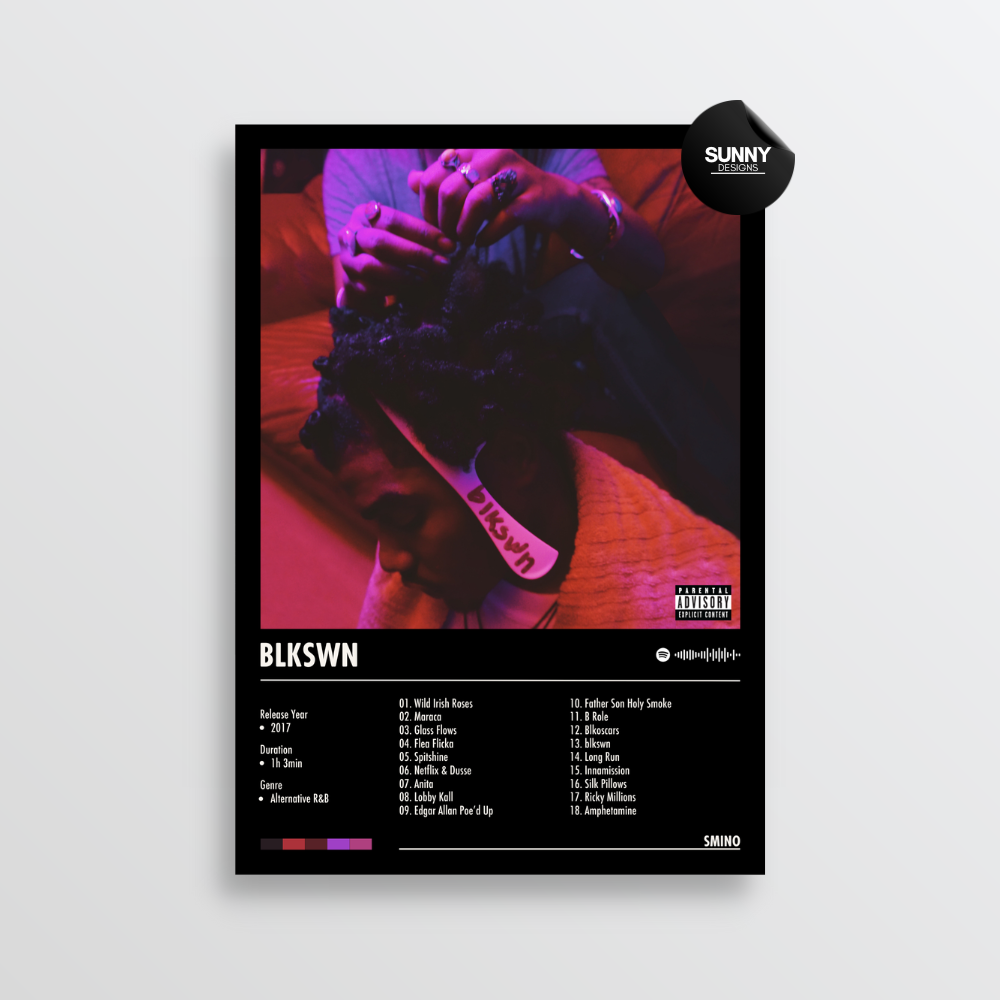 Smino blkswn merch custom album cover poster music poster personalized gifts poster mockup poster template album posters for wall Sunny Designs Poster
