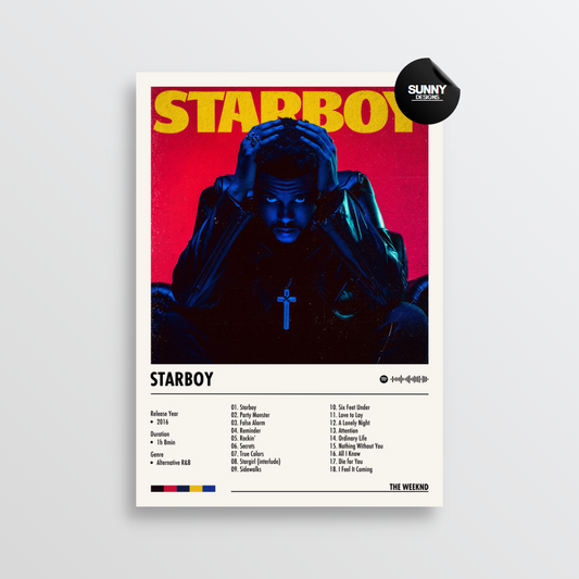 The Weeknd Starboy merch custom album cover poster music poster personalized gifts poster mockup poster template album posters for wall tracklist Sunny Designs Poster
