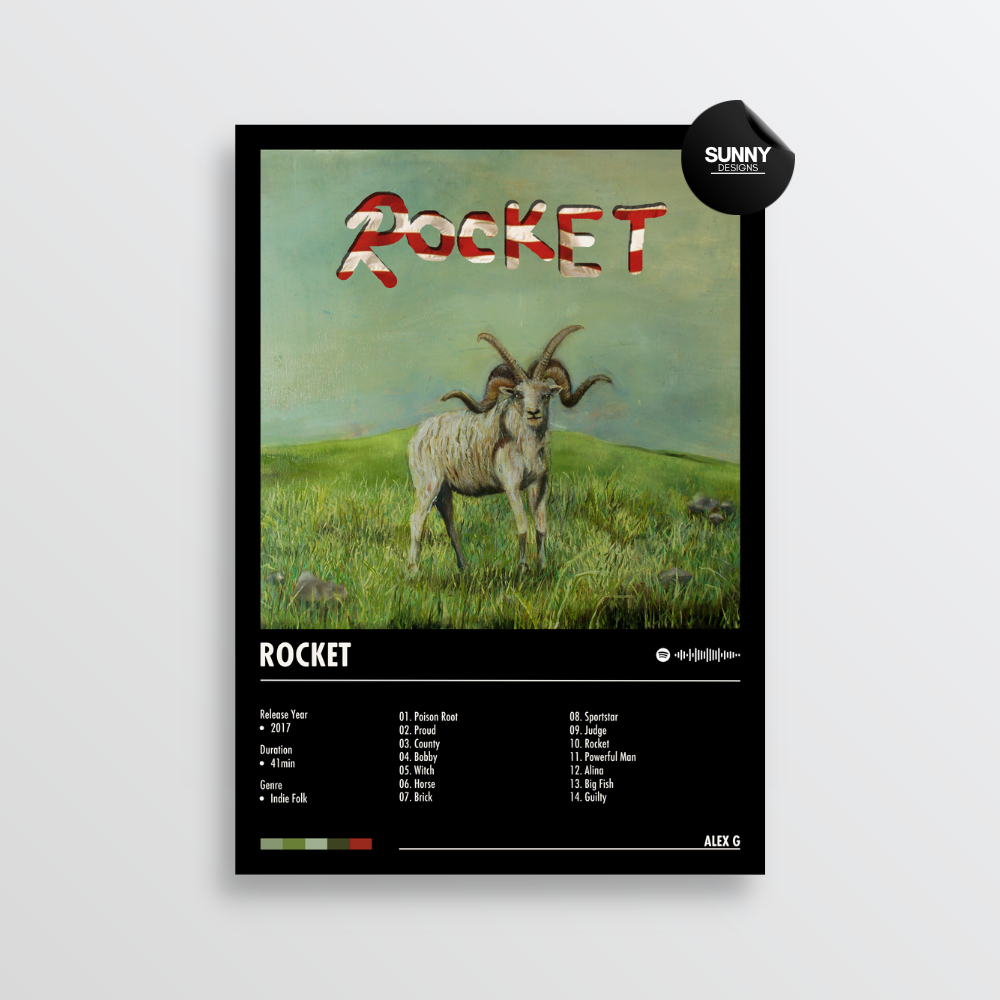 Alex G Rocket merch custom album cover poster music poster personalized gifts poster mockup poster template album posters for wall Sunny Designs Poster 