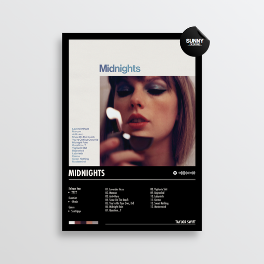 Taylor Swift Midnights merch custom album cover poster music poster personalized gifts poster mockup poster template Sunny Designs Poster