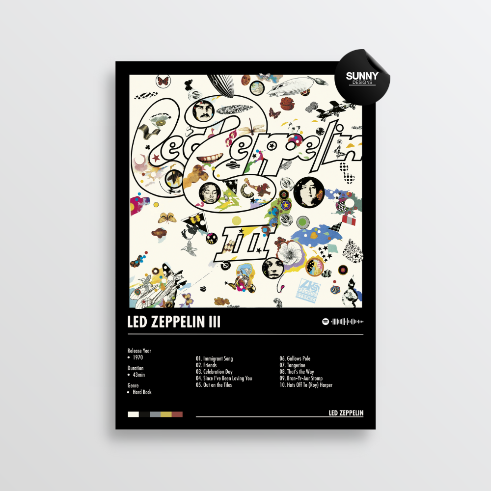 Led Zeppelin Led Zeppelin 3 merch custom album cover poster music poster personalized gifts poster mockup poster template album posters for wall Sunny Designs Poster 