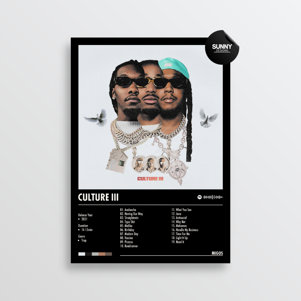 Migos Culture 3 merch custom album cover poster music poster personalized gifts poster mockup poster template album posters for wall Sunny Designs Poster 