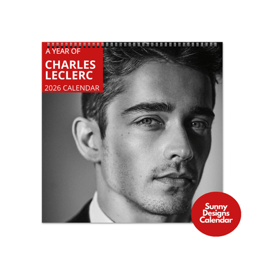 Charles Leclerc 2026 Wall Calendar - Sunny Designs Posters Celebrity Wall Art - Unique Gift - Celebrity Calendar Planner Desk