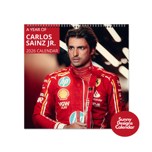 Carlos Sainz jr. 2026 Wall Calendar - Sunny Designs Posters Celebrity Wall Art - Unique Gift - Celebrity Calendar Planner Desk