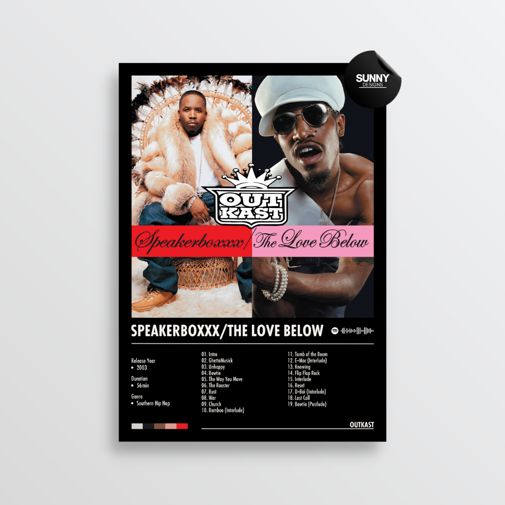 OutKast Speakerboxxx The Love Below merch custom album cover poster music poster personalized gifts poster mockup poster template album posters for wall Sunny Designs Poster 