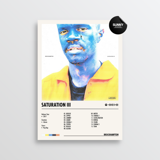 BROCKHAMPTON SATURATION III merch custom album cover poster music poster personalized gifts poster mockup poster template album posters for wall Sunny Designs Poster 