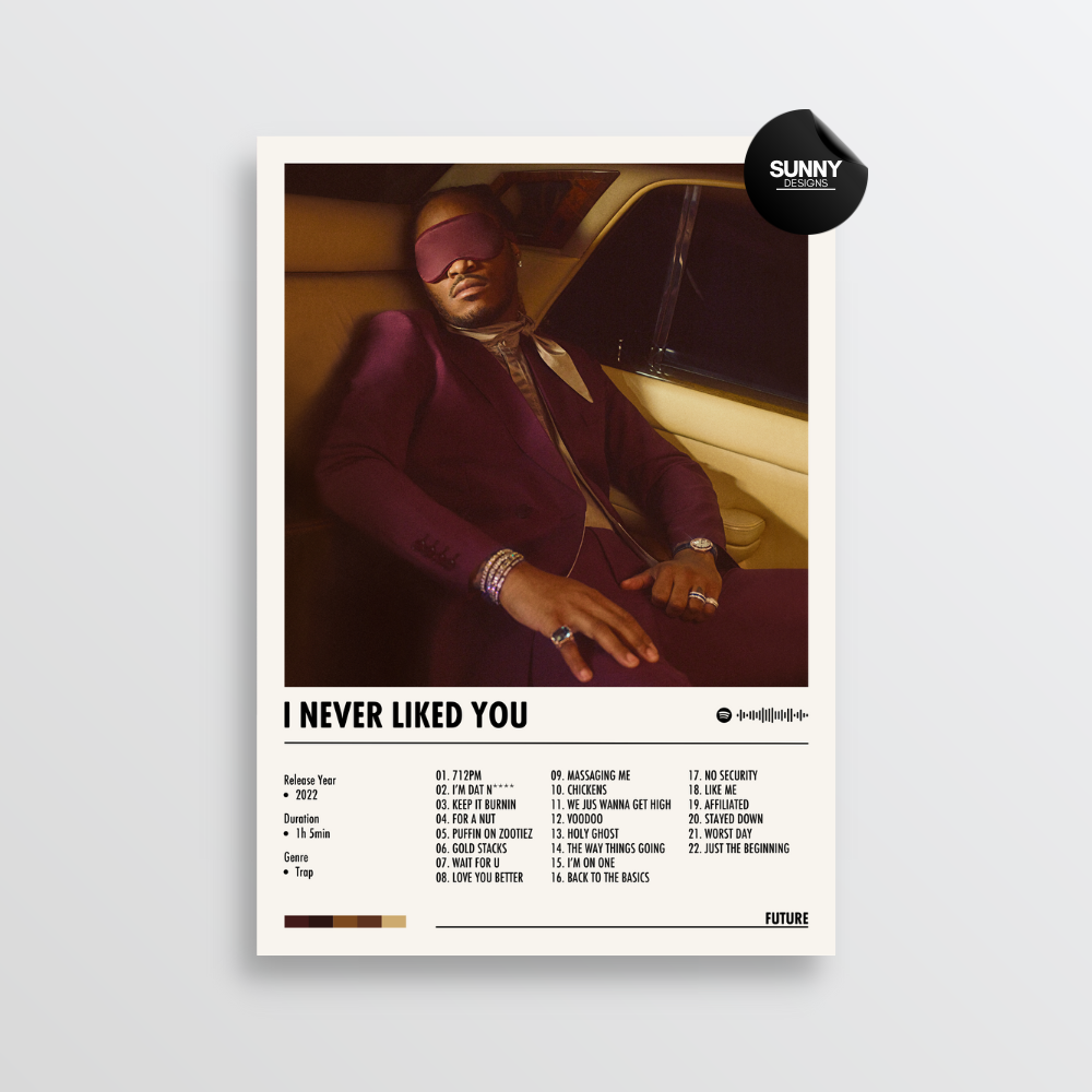 Future I NEVER LIKED YOU merch custom album cover poster music poster personalized gifts poster mockup poster template album posters for wall Sunny Designs Poster 