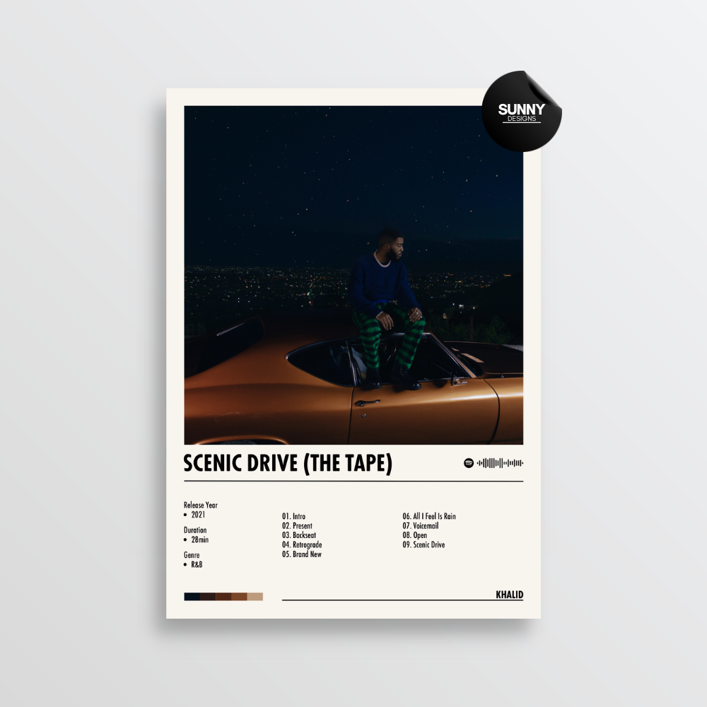 Khalid Scenic Drive (The Tape) merch custom album cover poster music poster personalized gifts poster mockup poster template album posters for wall Sunny Designs Poster 