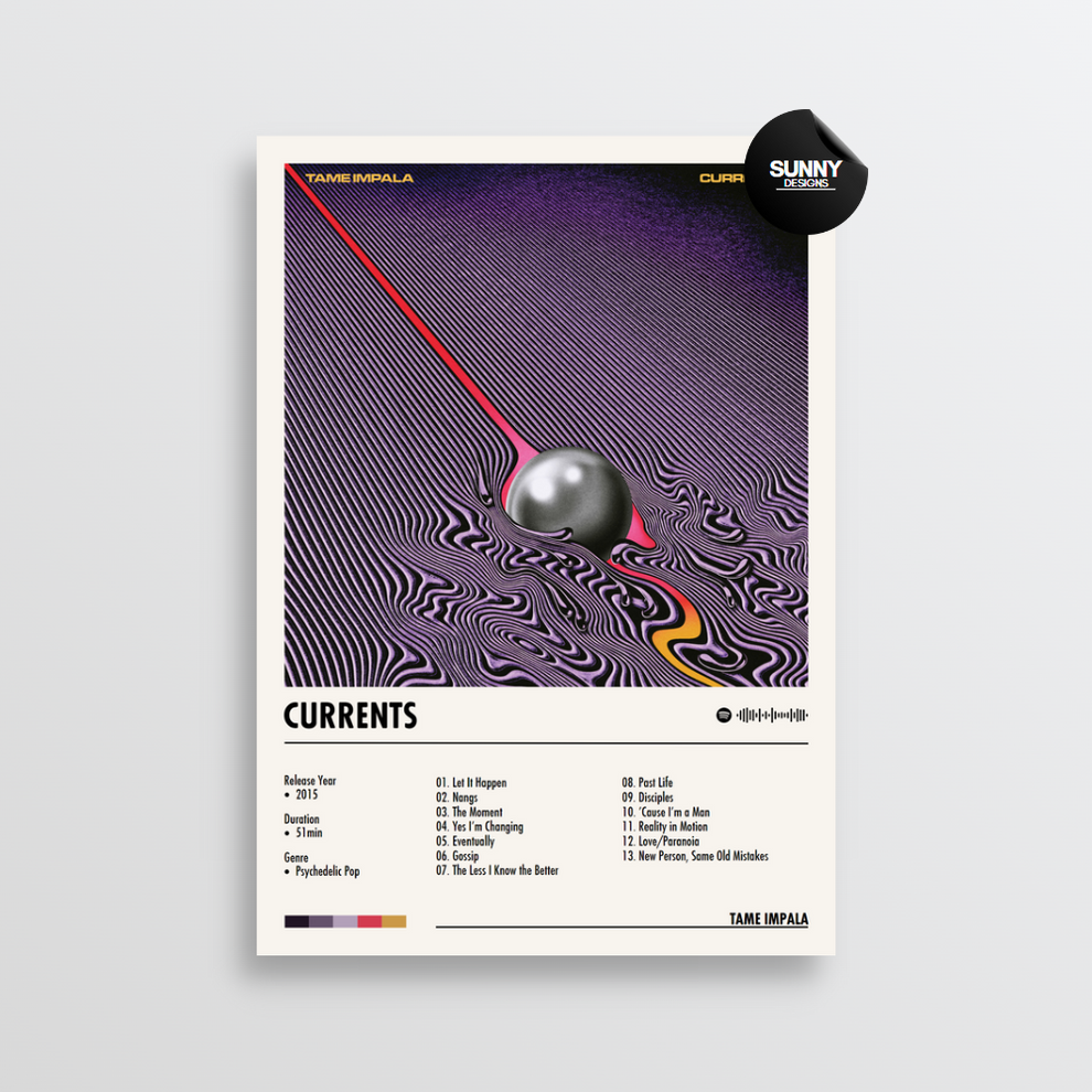 Currents Cd Tame Impala - Currents | Album Cover Poster – Sunny Designs Posters