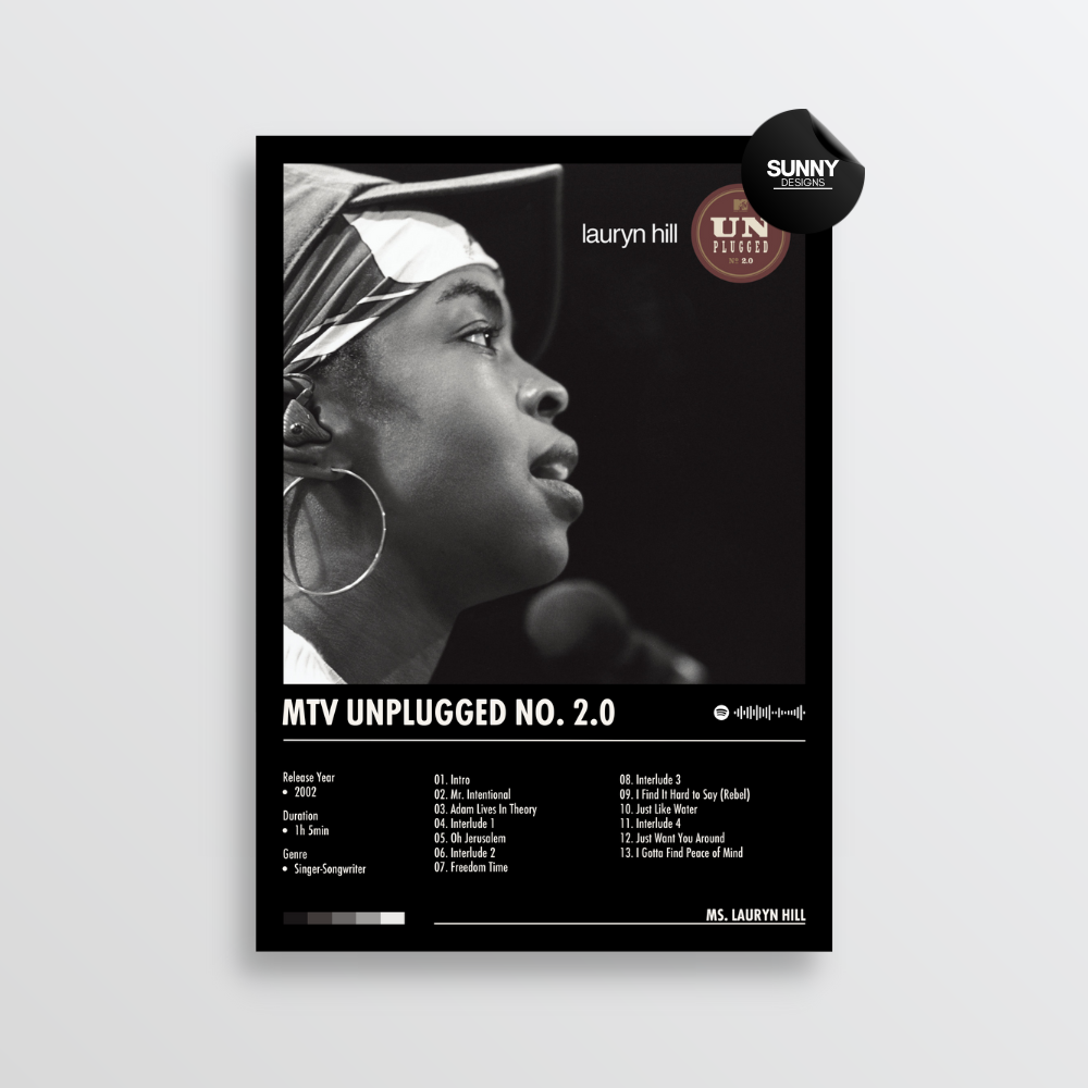 Ms. Lauryn Hill MTV Unplugged No. 2.0 merch custom album cover poster music poster personalized gifts poster mockup poster template album posters for wall Sunny Designs Poster 