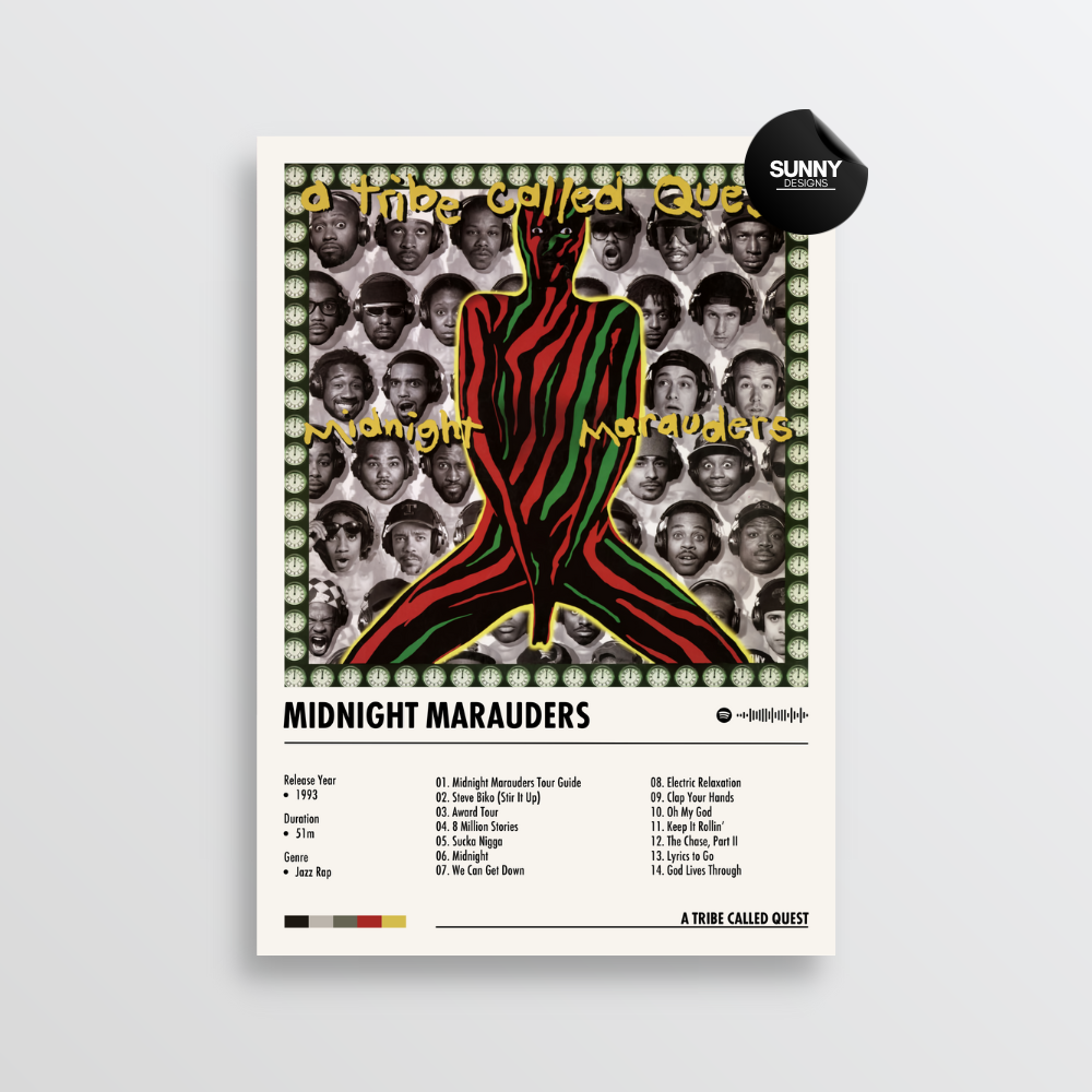 A Tribe Called Quest Midnight Marauders merch custom album cover poster music poster personalized gifts poster mockup poster template album posters for wall Sunny Designs Poster 