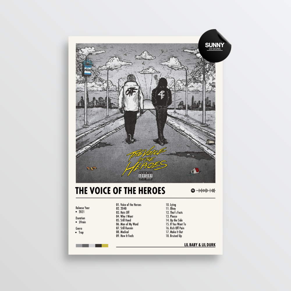 Lil Baby Lil Durk The Voice of the Heroes merch custom album cover poster music poster personalized gifts poster mockup poster template album posters for wall tracklist Sunny Designs Poster
