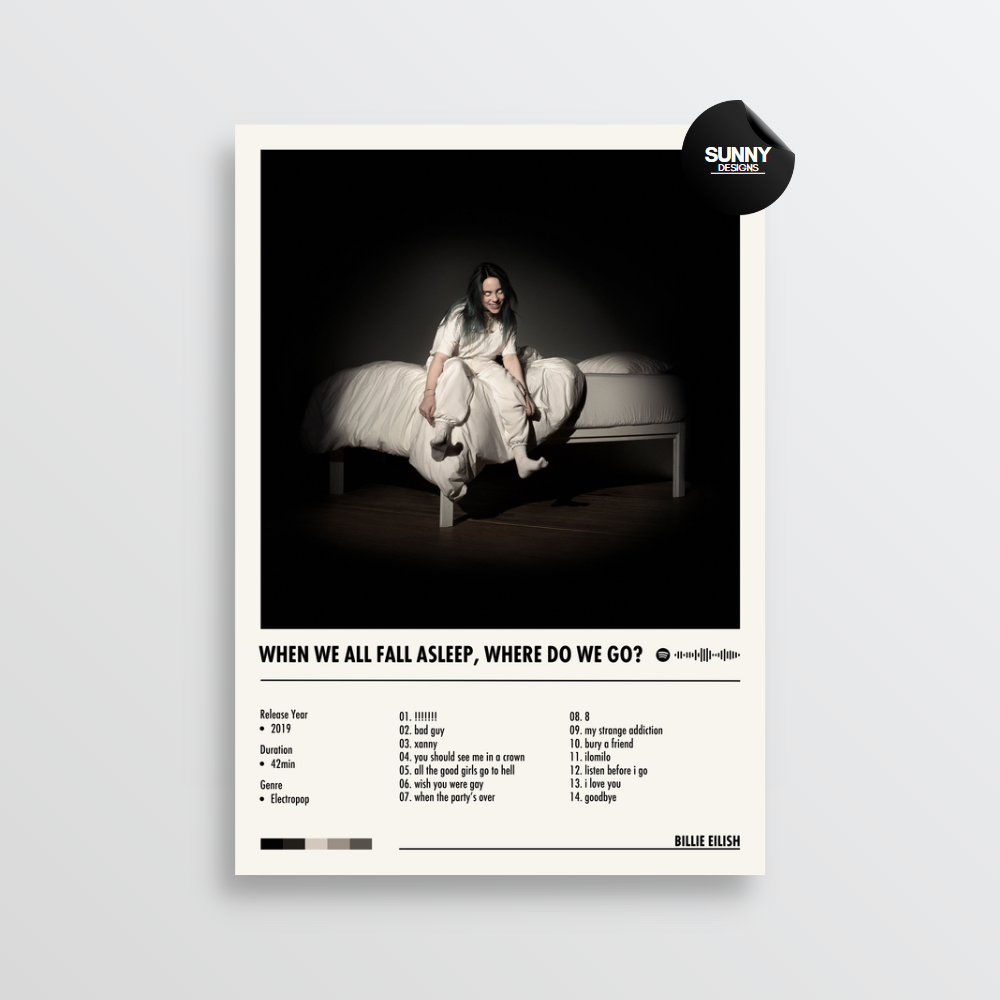 Billie Eilish WHEN WE ALL FALL ASLEEP, WHERE DO WE GO? merch custom album cover poster music poster personalized gifts poster mockup poster template Sunny Designs Poster