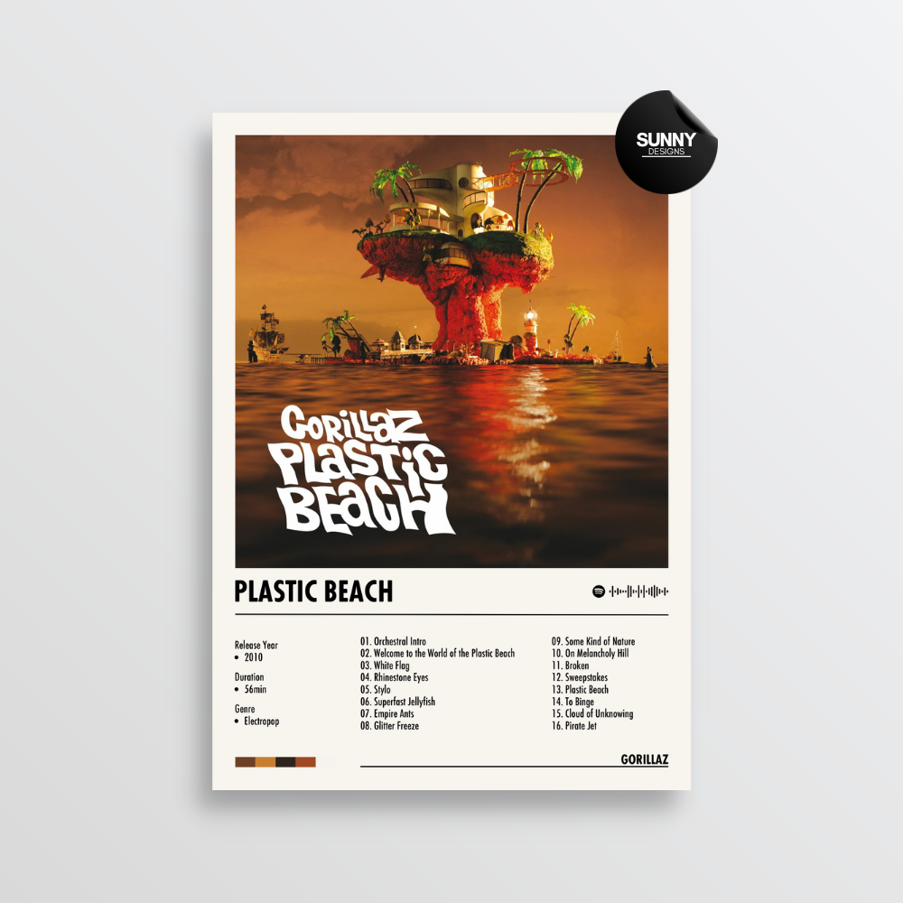 Gorillaz Plastic Beach merch custom album cover poster music poster personalized gifts poster mockup poster template album posters for wall Sunny Designs Poster 