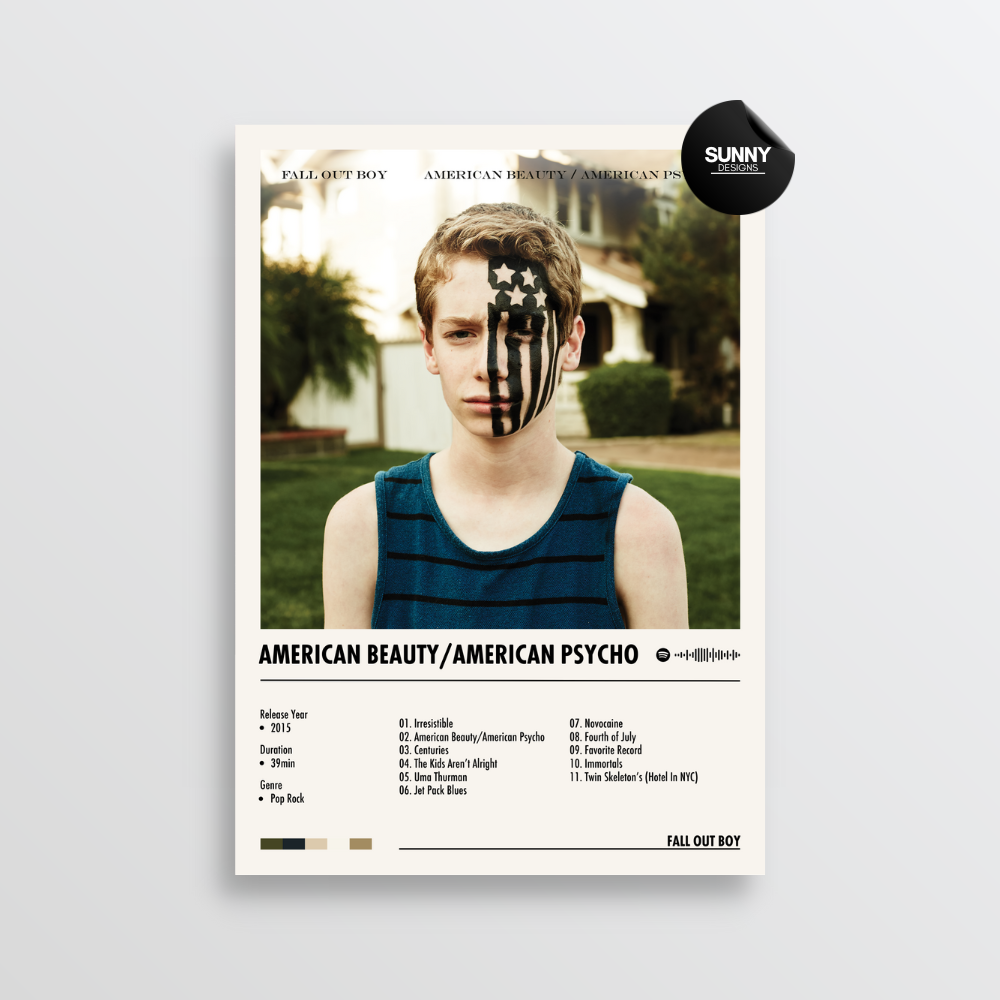 Fall Out Boy American Beauty American Psycho merch custom album cover poster music poster personalized gifts poster mockup poster template album posters for wall Sunny Designs Poster 