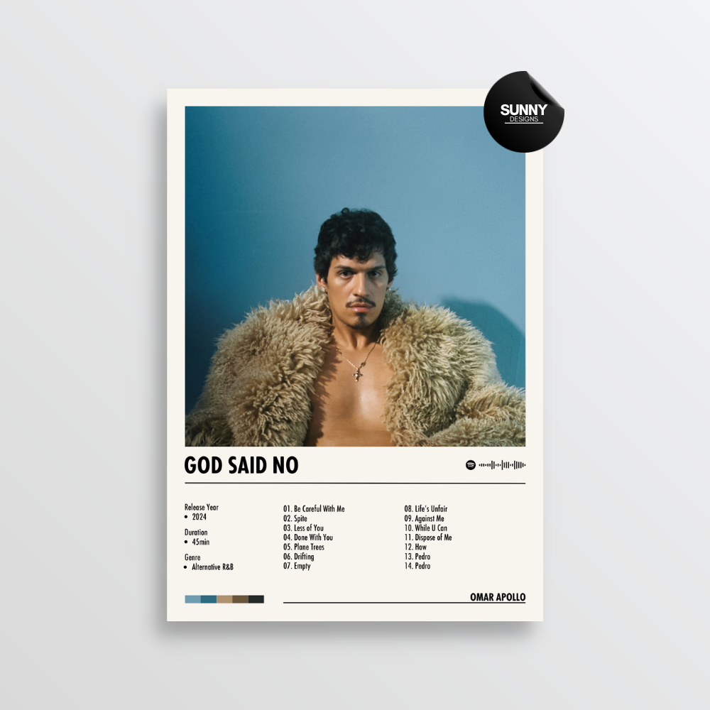 Omar Apollo God Said No merch custom album cover poster music poster personalized gifts poster mockup poster template album posters for wall Sunny Designs Poster
