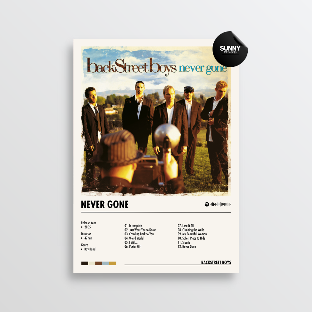 Backstreet Boys Never Gone merch custom album cover poster music poster personalized gifts poster mockup poster template album posters for wall tracklist Sunny Designs Poster
