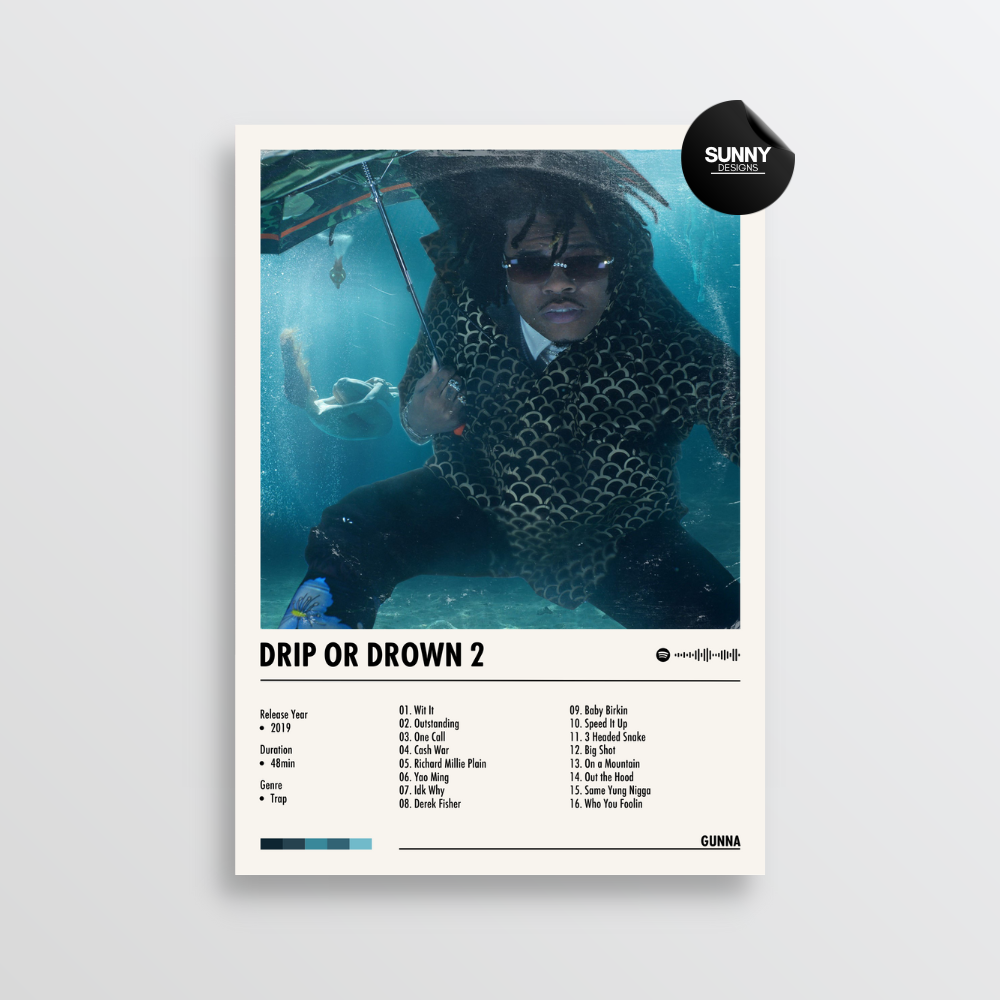 Gunna Drip or Drown 2 merch custom album cover poster music poster personalized gifts poster mockup poster template album posters for wall Sunny Designs Poster 