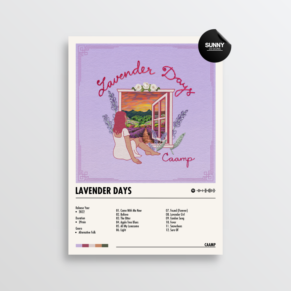 Caamp Lavender Days merch custom album cover poster music poster personalized gifts poster mockup poster template album posters for wall Sunny Designs Poster
