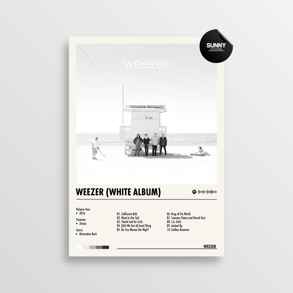 Weezer Weezer White Album merch custom album cover poster music poster personalized gifts poster mockup poster template album posters for wall Sunny Designs Poster
