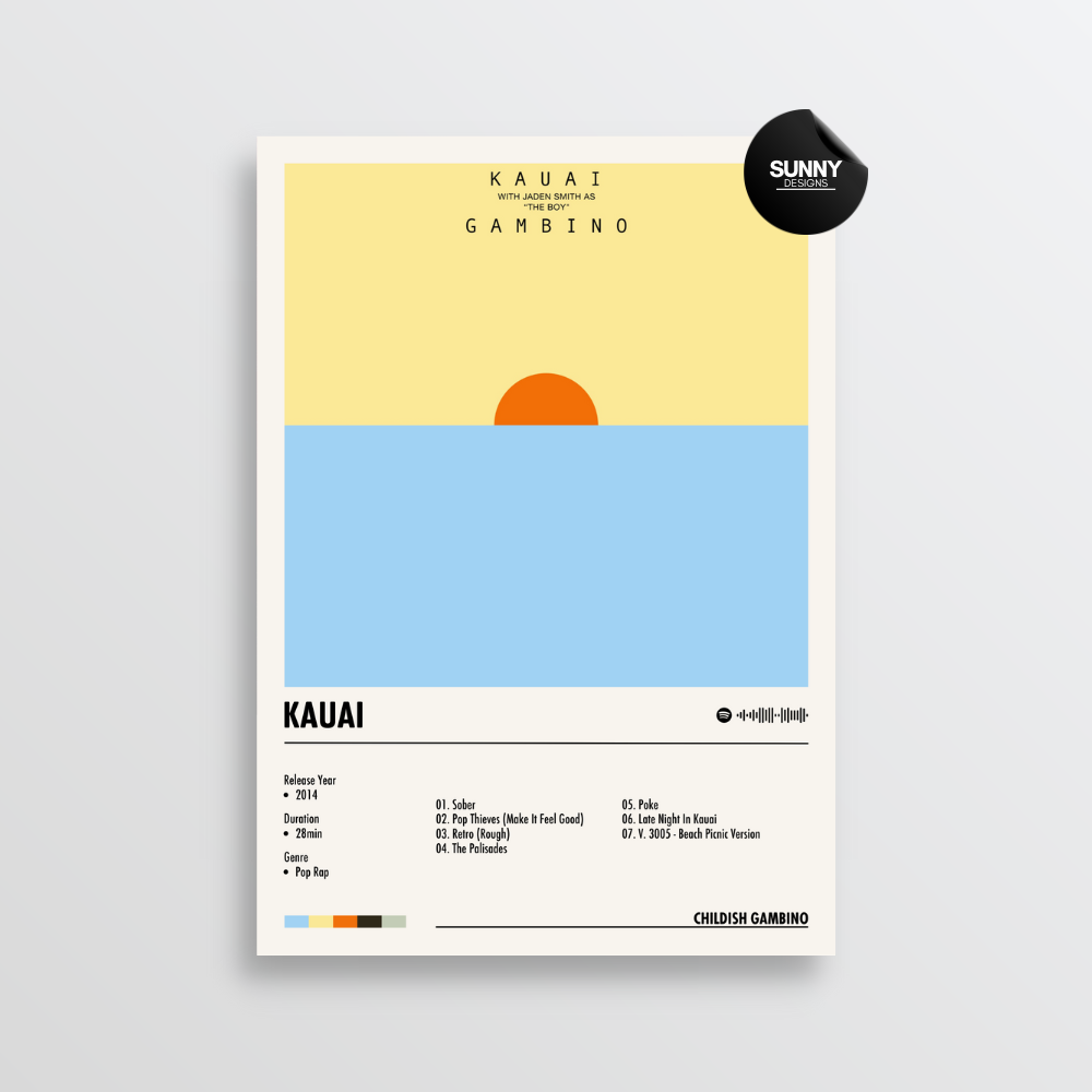 Childish Gambino Kauai merch custom album cover poster music poster personalized gifts poster mockup poster template Sunny Designs Poster