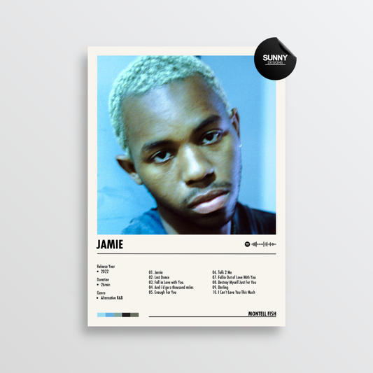 Montell Fish JAMIE tracklist merch custom album cover poster music poster personalized gifts poster mockup poster template album posters for wall Sunny Designs Poster 