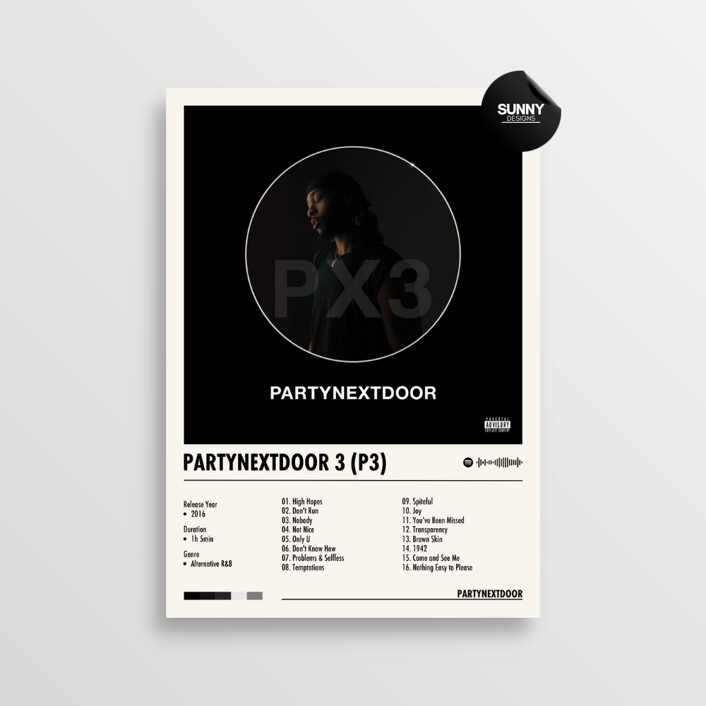 PARTYNEXTDOOR PARTYNEXTDOOR 3 (P3) merch custom album cover poster music poster personalized gifts poster mockup poster template album posters for wall Sunny Designs Poster 