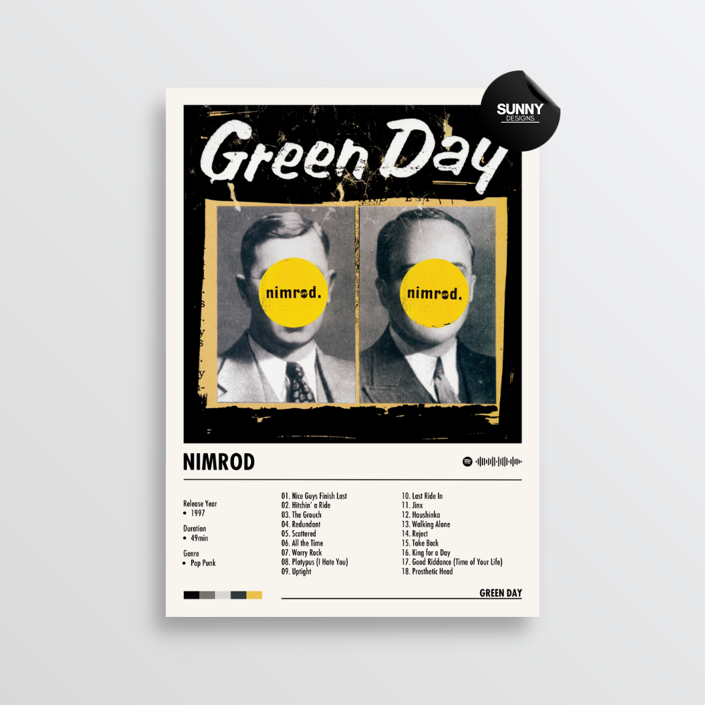 Green Day Nimrod merch custom album cover poster music poster personalized gifts poster mockup poster template album posters for wall Sunny Designs Poster 