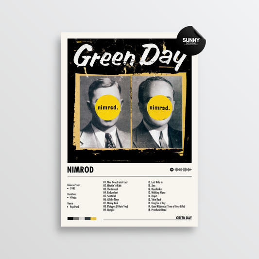 Green Day Nimrod merch custom album cover poster music poster personalized gifts poster mockup poster template album posters for wall Sunny Designs Poster 