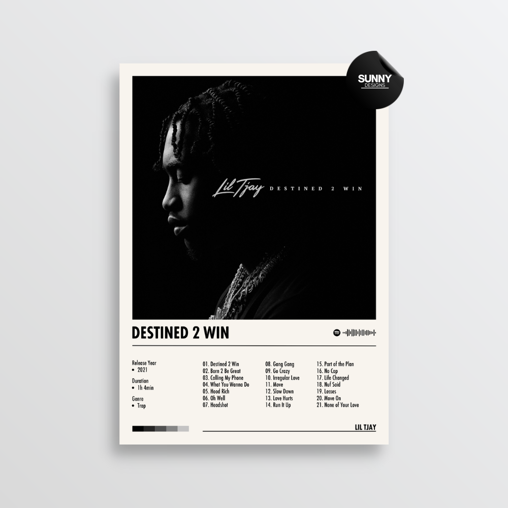 Lil Tjay Destined 2 Win merch custom album cover poster music poster personalized gifts poster mockup poster template Sunny Designs Poster 