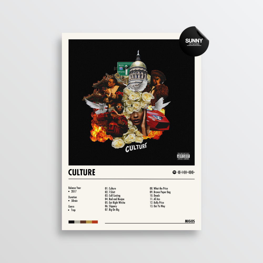 Migos Culture merch custom album cover poster music poster personalized gifts poster mockup poster template album posters for wall Sunny Designs Poster 