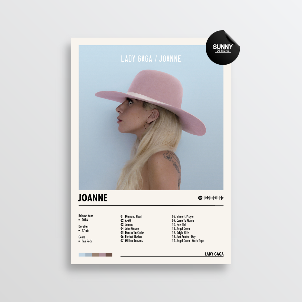 Lady Gaga Joanne merch custom album cover poster music poster personalized gifts poster mockup poster template album posters for wall Sunny Designs Poster 