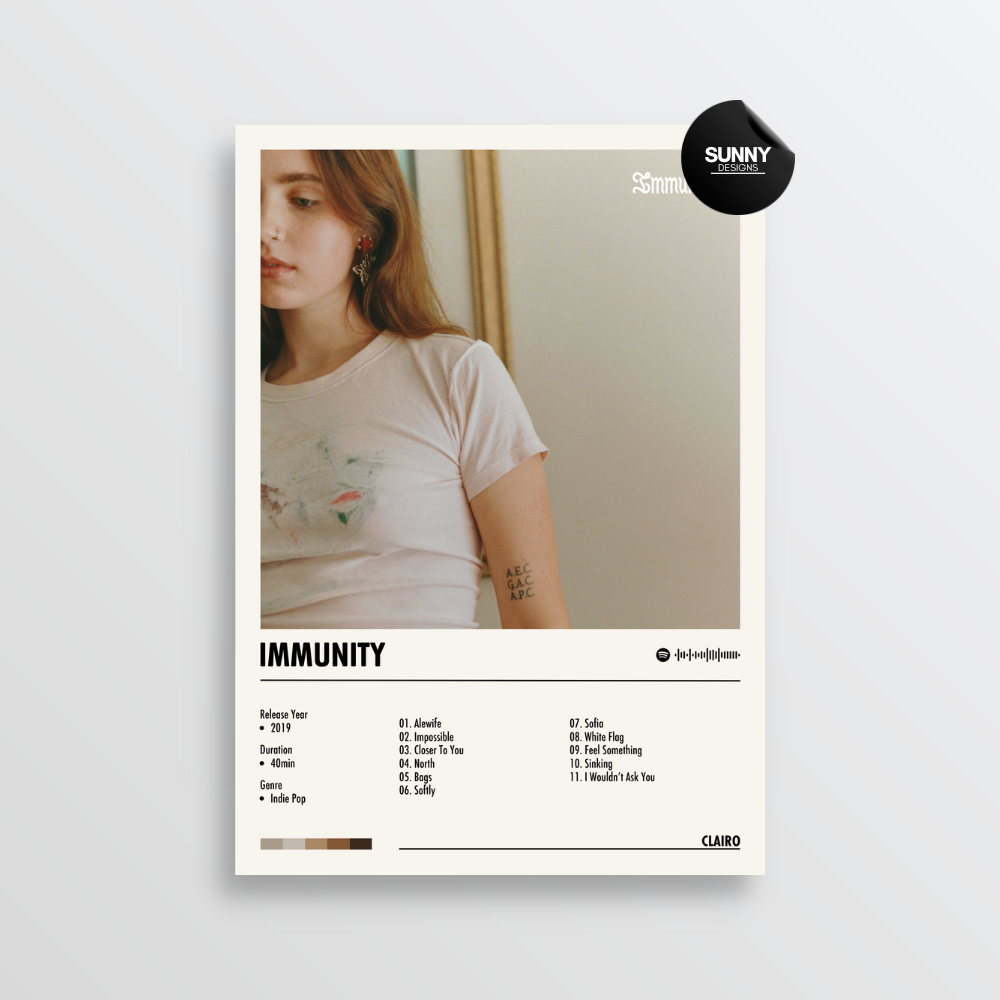 Clairo Immunity merch custom album cover poster music poster personalized gifts poster mockup poster template album posters for wall Sunny Designs Poster 