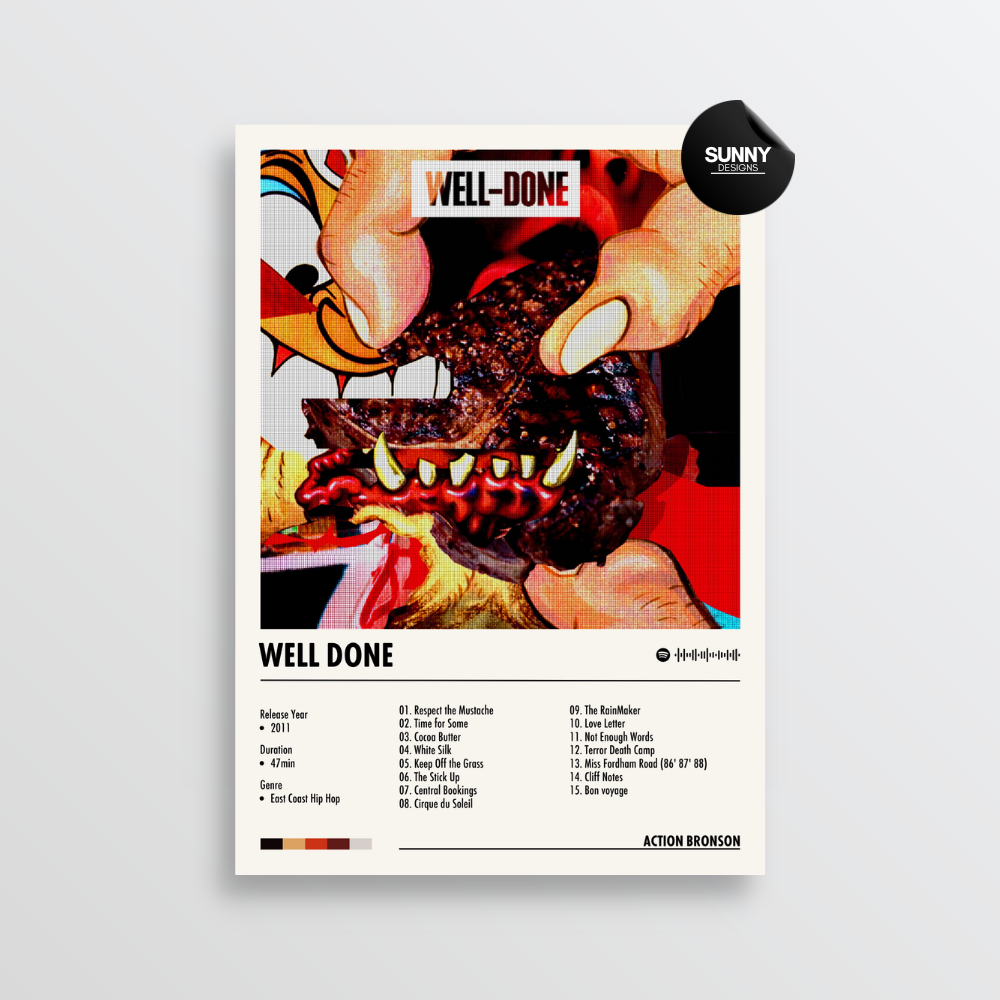 Action Bronson Well Done merch custom album cover poster music poster personalized gifts poster mockup poster template album posters for wall Sunny Designs Poster 