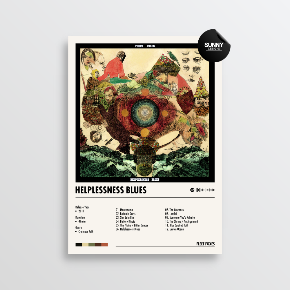 Fleet Foxes Helplessness Blues merch custom album cover poster music poster personalized gifts poster mockup poster template album posters for wall Sunny Designs Poster 