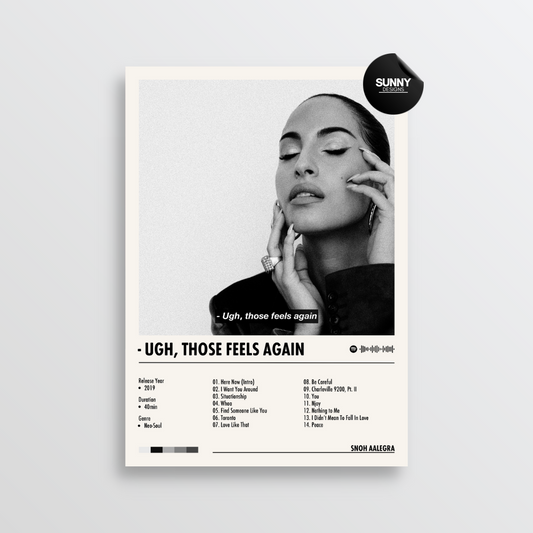 Snoh AalegrA Ugh those feels again merch custom album cover poster music poster personalized gifts poster mockup poster template album posters for wall Sunny Designs Poster 