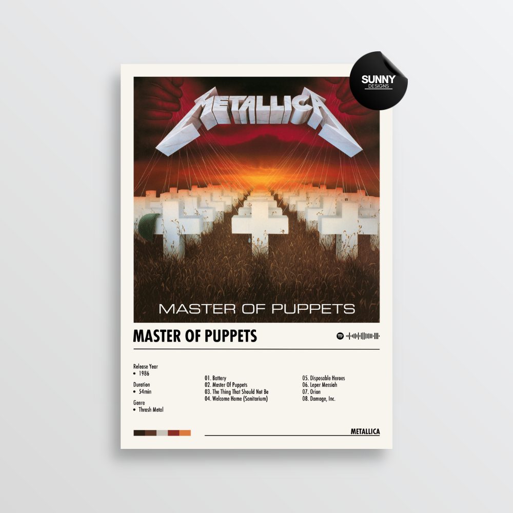 Metallica Master Of Puppets merch custom album cover poster music poster personalized gifts poster mockup poster template album posters for wall Sunny Designs Poster 