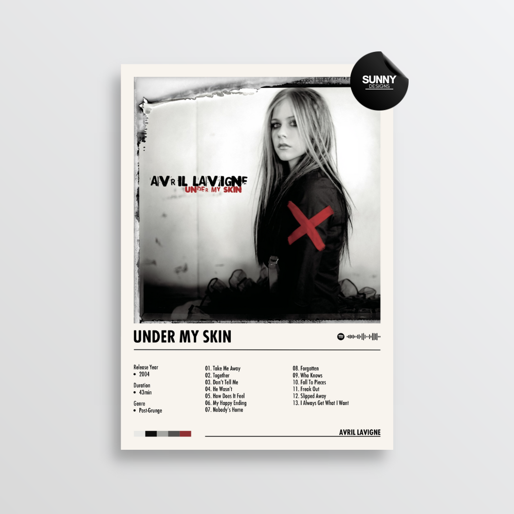 Avril Lavigne Under My Skin merch custom album cover poster music poster personalized gifts poster mockup poster template album posters for wall Sunny Designs Poster 