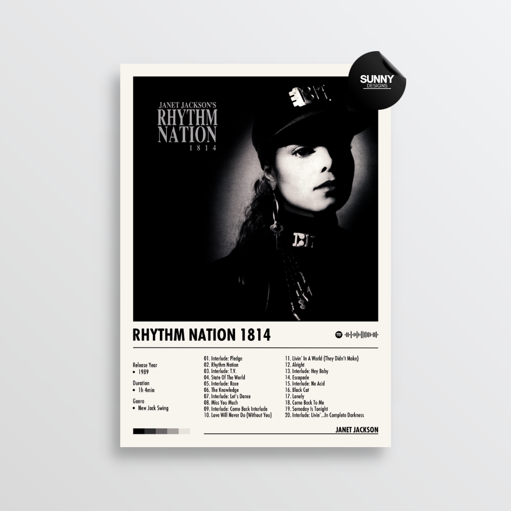 Janet Jackson Rhythm Nation 1814 merch custom album cover poster music poster personalized gifts poster mockup poster template album posters for wall Sunny Designs Poster 