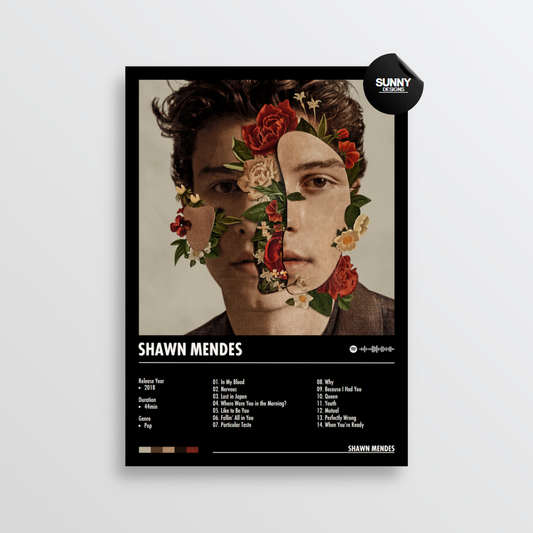 Shawn Mendes Shawn Mendes merch custom album cover poster music poster personalized gifts poster mockup poster template Sunny Designs Poster 