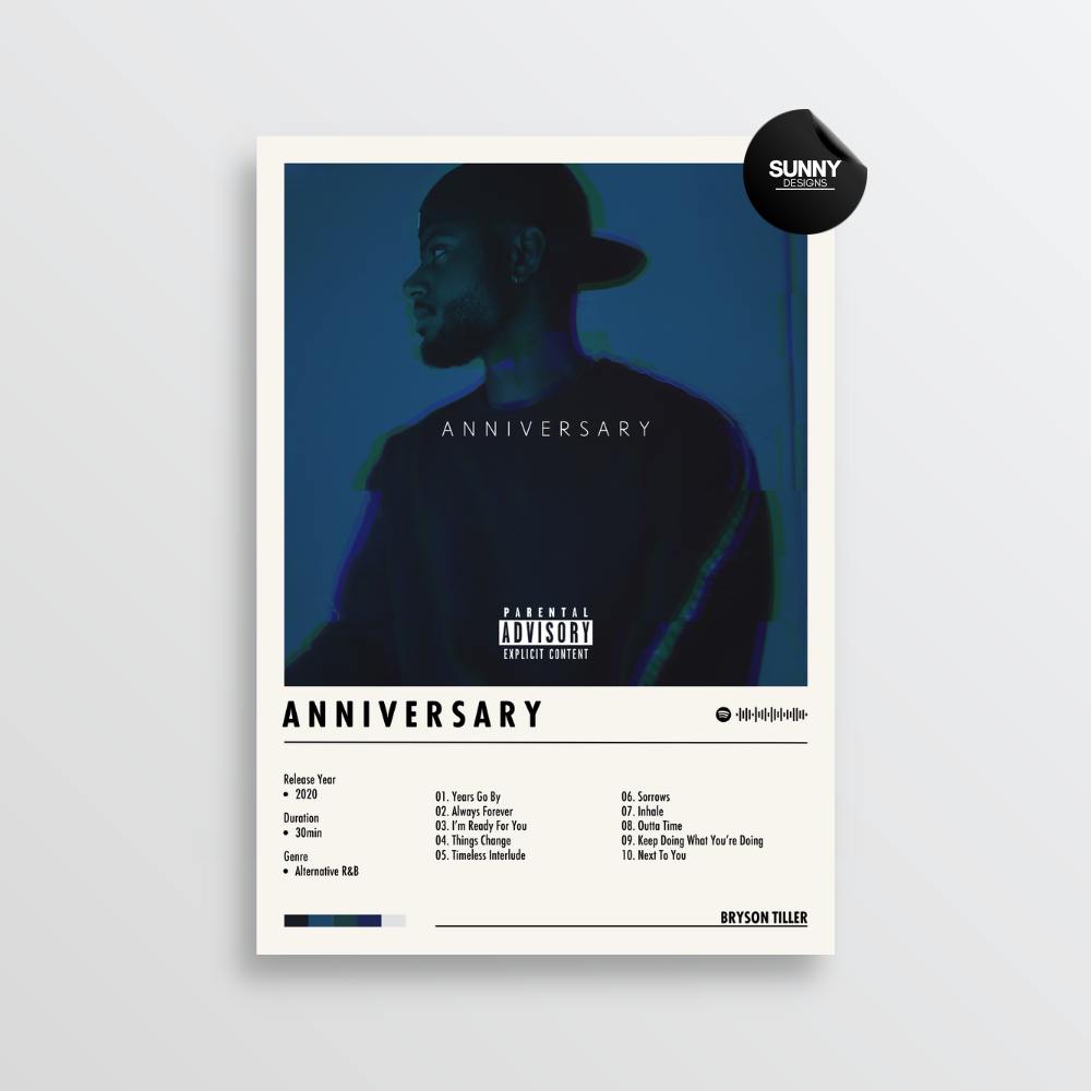 Bryson Tiller ANNIVERSARY merch custom album cover poster music poster personalized gifts poster mockup poster template album posters for wall Sunny Designs Poster 