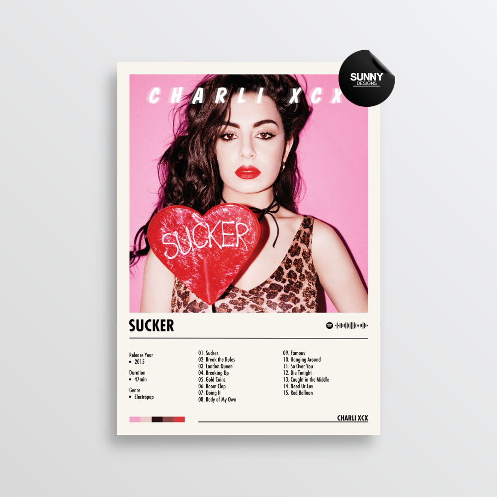 Charli XCX SUCKER merch custom album cover poster music poster personalized gifts poster mockup poster template album posters for wall Sunny Designs Poster 