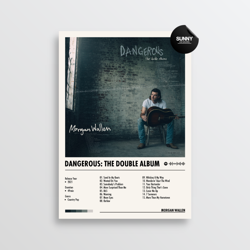 Morgan Wallen Dangerous The Double Album merch custom album cover poster music poster personalized gifts poster mockup poster template album posters for wall tracklist Sunny Designs Poster
