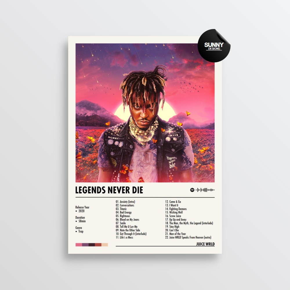Juice WRLD - Legends Never Die | Album Cover Poster – Sunny Designs Posters