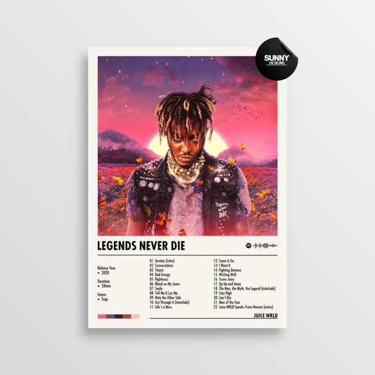 Juice WRLD Legends Never Die merch custom album cover poster music poster personalized gifts poster mockup poster template Sunny Designs Poster
