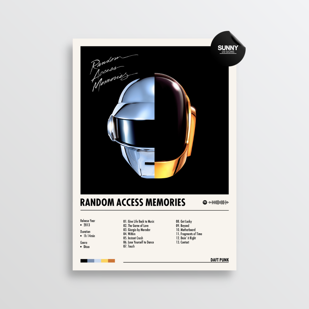 Daft Punk Random Access Memories merch custom album cover poster music poster personalized gifts poster mockup poster template album posters for wall Sunny Designs Poster 