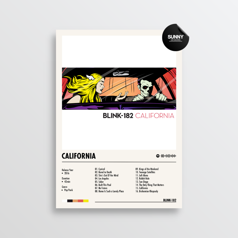 blink 182 California merch custom album cover poster music poster personalized gifts poster mockup poster template album posters for wall Sunny Designs Poster 