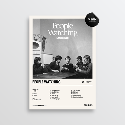 Sam Fender People Watching tracklist merch custom album cover poster music poster personalized gifts poster mockup poster template album posters for wall Sunny Designs Poster 